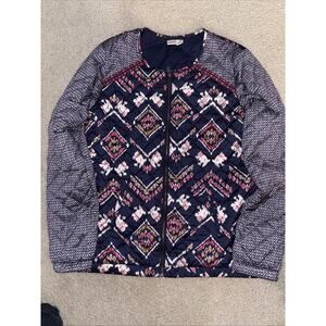 Roxy Coastal Desert Bomber Jacket Size Large Quilted Look Zip Close